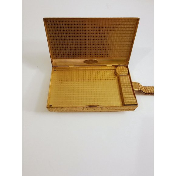 Vintage Evans Minaudiere Neccessiare Tri-fold Cigarette, Calling Cards, Lipstick